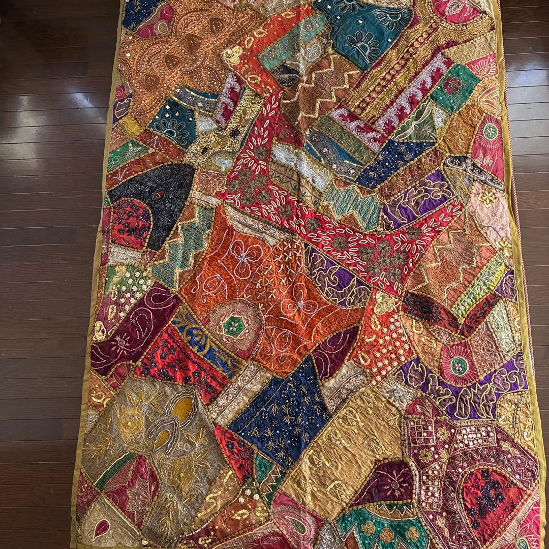 インド ビンテージ サリー パッチワーク タペストリー ウォールアート