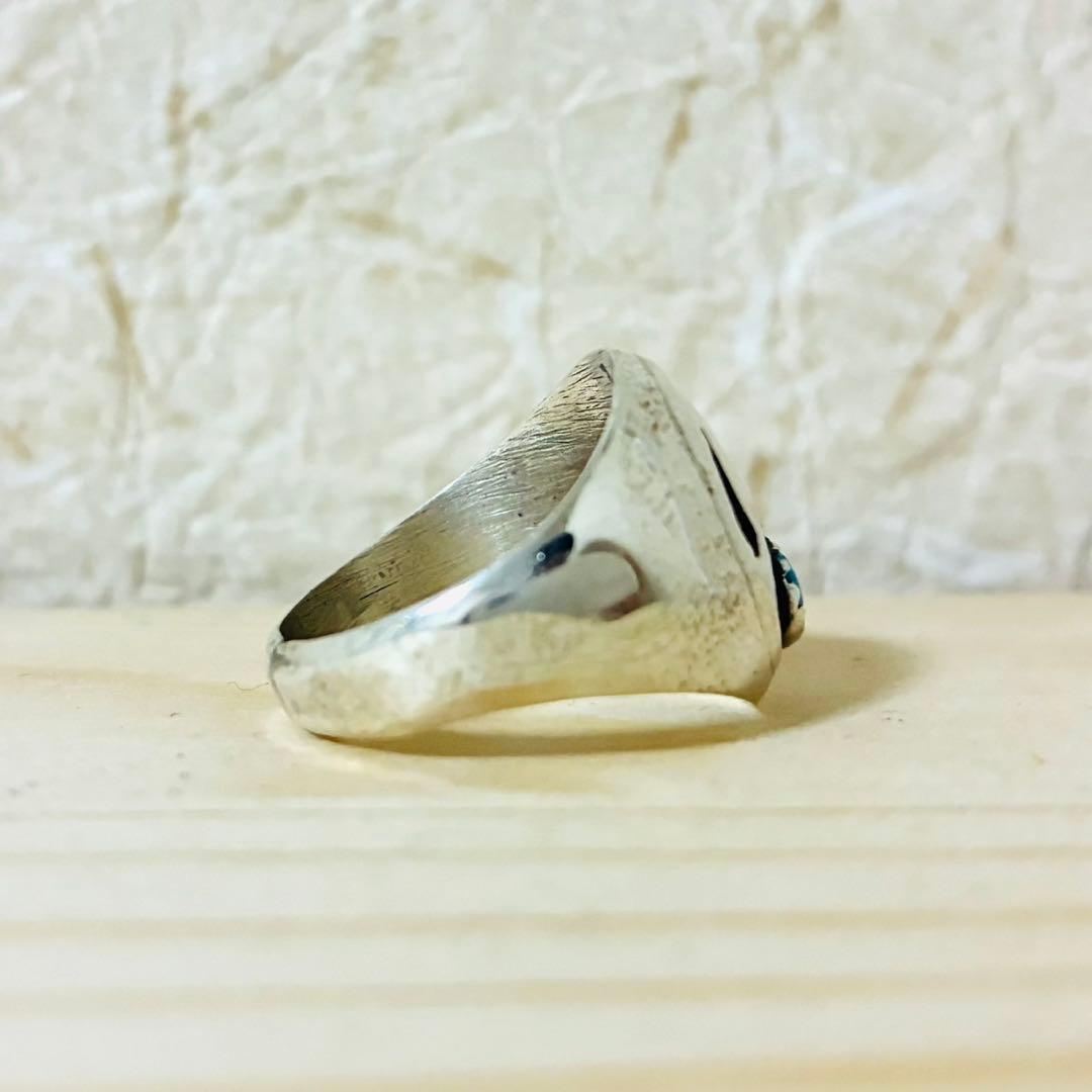 ナバホ族　シルバーリング　ベアパウ　ターコイズ　シャドーボックス　スターリング