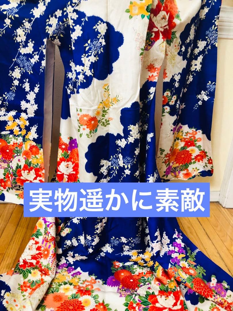 七五三 七歳‼️人気 Blueに花籠菊金彩煌びやか際立つ‼️安心フルセット