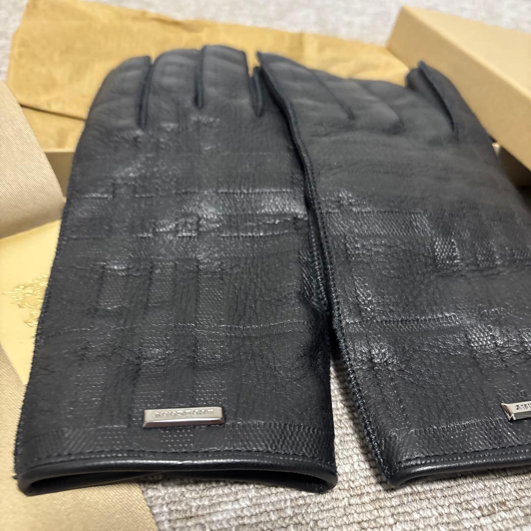 ☆バーバリー ロンドン☆メンズ☆シャドーバーバリーチェック黒レザー