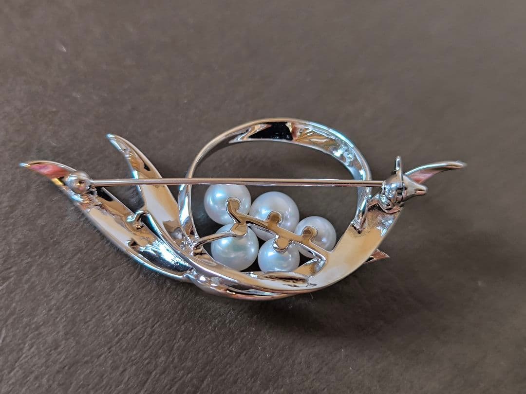 MIKIMOTO ミキモト 5珠 真珠 シルバー silver ブローチ