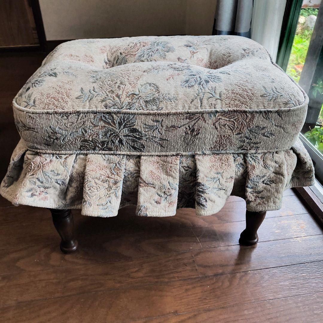 飛騨産業 花柄 スツール 無垢材