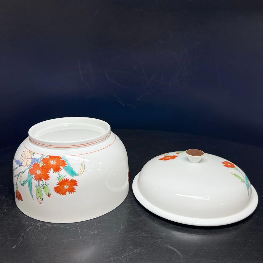 十四代 酒井田柿右衛門 濁手撫子文蓋物 共箱 東