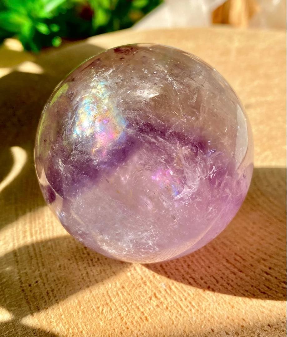 アメシストスフィア高品質3.4㎝虹ファントムホーランダイトアメトリ
