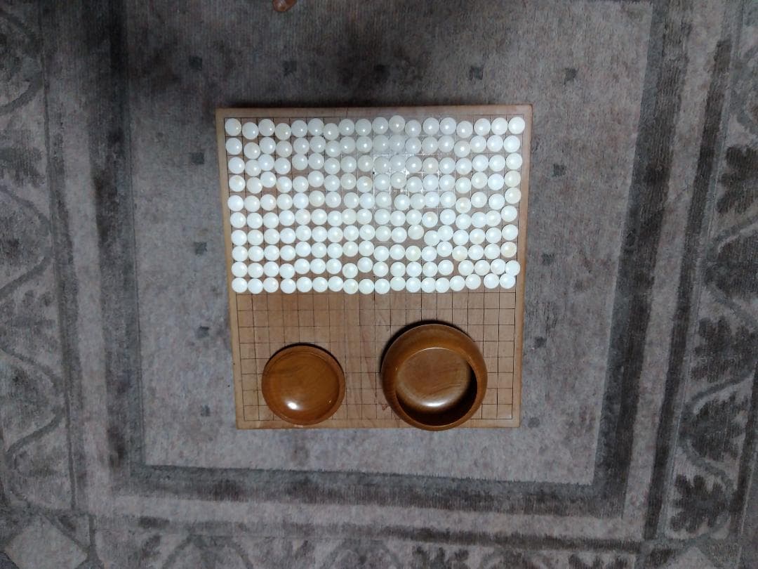 木製囲碁盤セット 黒茶碁石付き