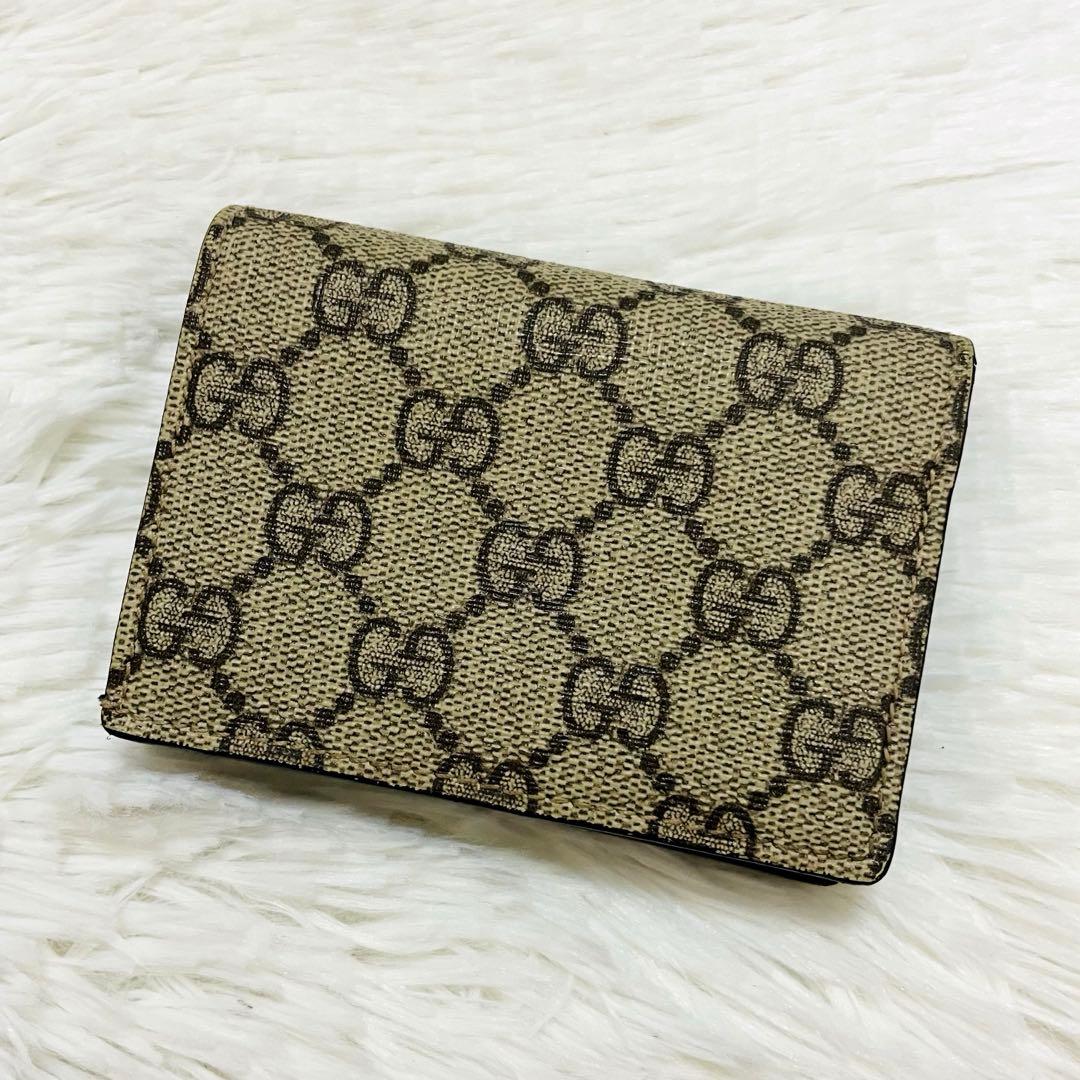 極美✨GUCCI 二つ折り 財布 マーモント GGスプリーム ブラック 現行