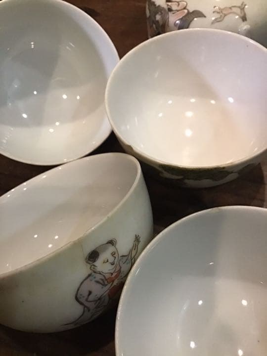 青海】 古い九谷焼 大正時代 色絵唐人画煎茶器揃え 茶具