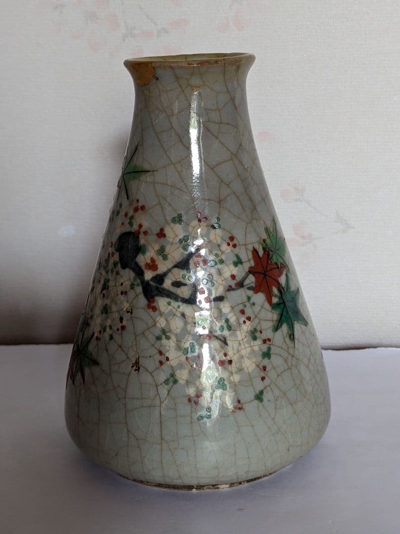 ♦犬山焼 雲錦手紋様 徳利 幕末〜明治時代初期 コレクション 骨董品アンティーク