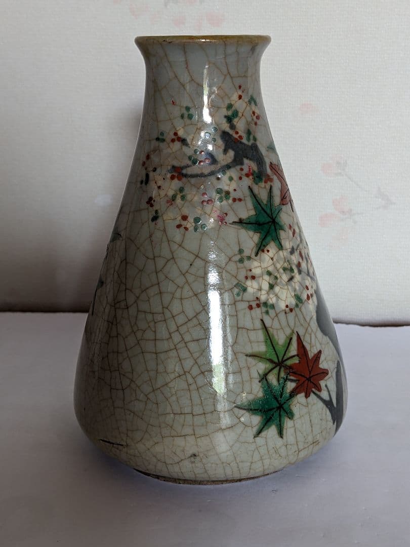 ♦犬山焼 雲錦手紋様 徳利 幕末〜明治時代初期 コレクション 骨董品アンティーク