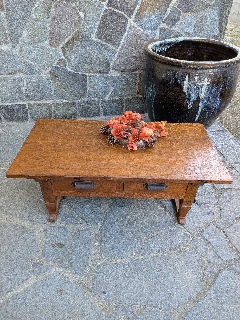 昭和初期木製のアンティークローテーブル 昭和レトロ角ちゃぶ台 日本製 木の温もり溢れる大型