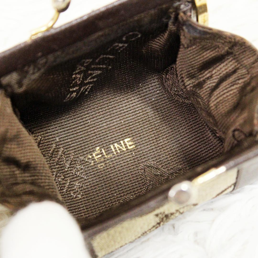 激レア 極美品 セリーヌ ケース がま口 Cサルキー 馬車柄 ブラウン