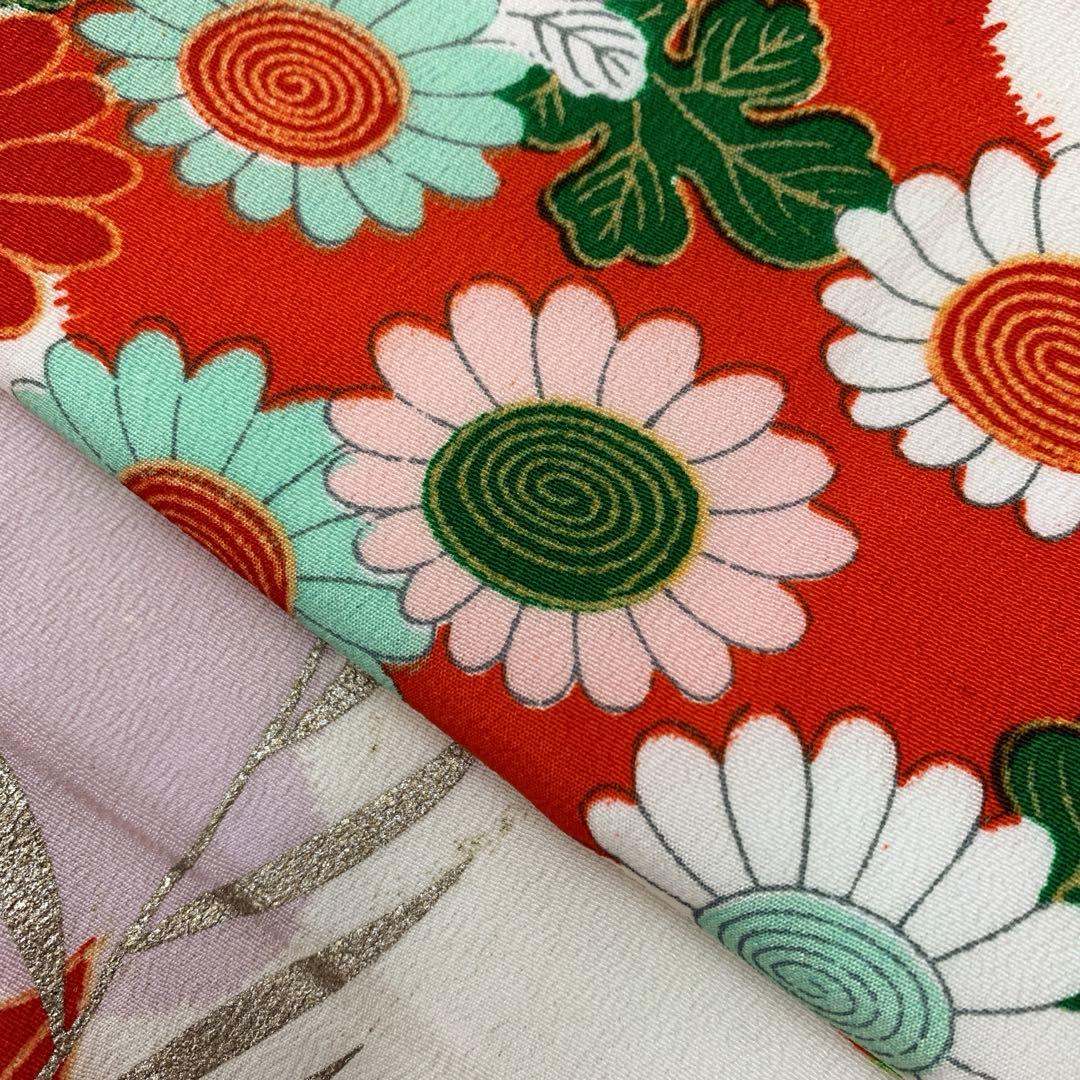 510agu33□七五三 三歳 セミアンティーク 女の子 着物のみ 菊□美品