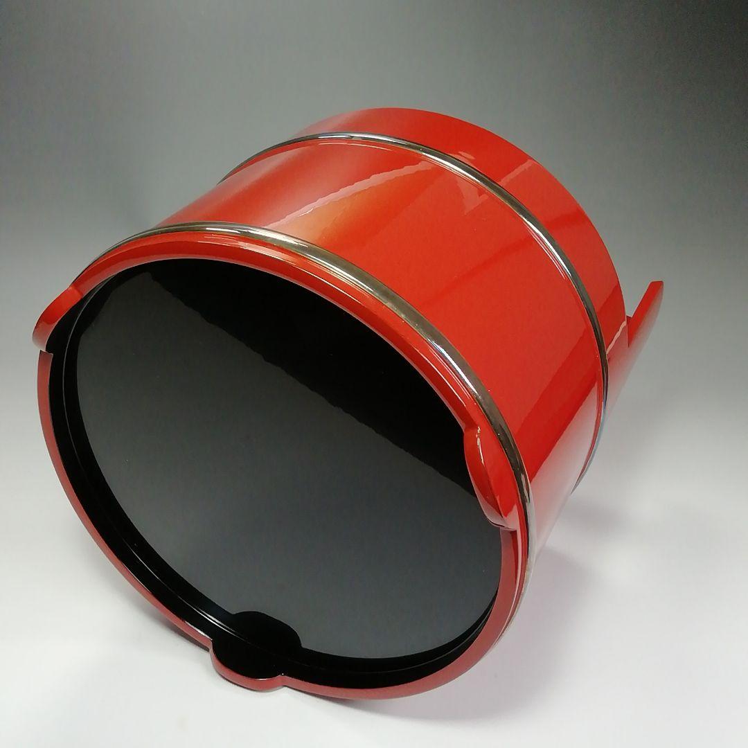 Ｓ４７３　水指　『輪島塗　朱銀箍　手桶水指』『塗師　高崎秋峰』『朱塗』　共箱