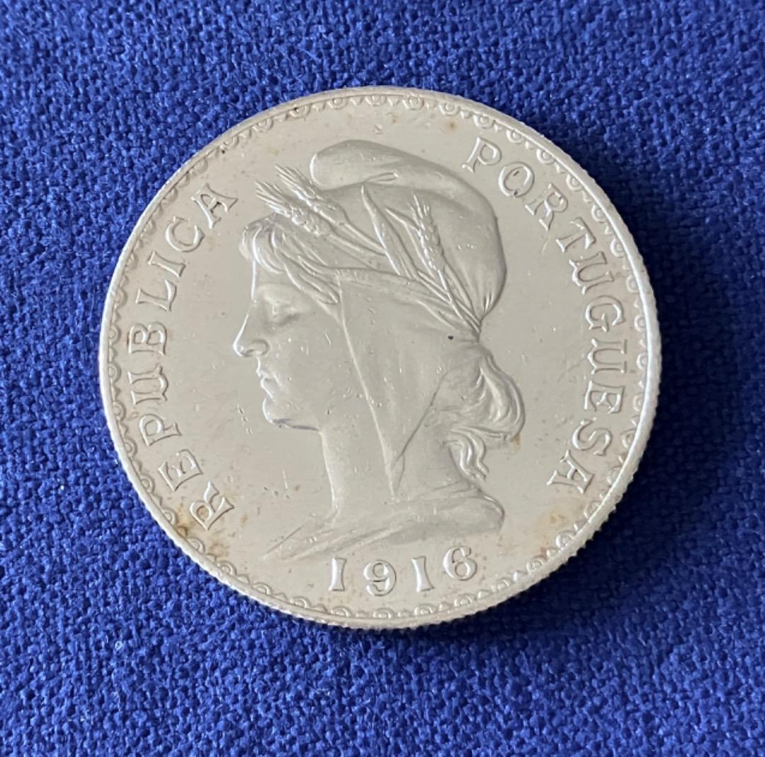 1916年 ポルトガル 1エスクード銀貨 美品 SV835 大型 ポルトガル 1