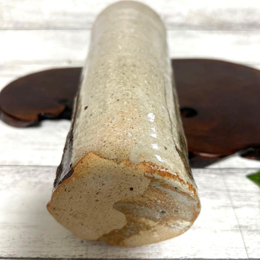 新品　京焼　清水焼　喜兵衛窯　猪飼祐一　灰釉彩竹花生　花瓶　花入　陶芸