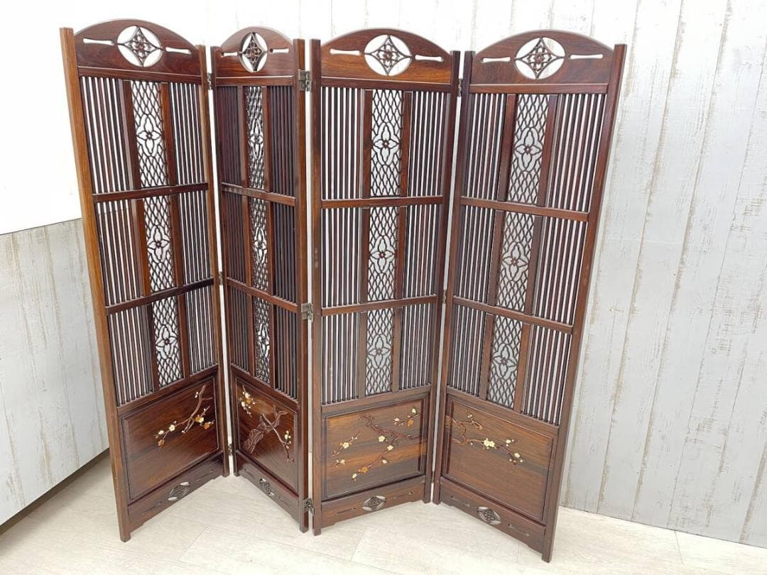 衝立 高さ143cm 折りたたみ式 4枚 和家具 パーテーション 唐木家具 楽天市場】和風衝立 4連 高さ172cm ブラインドタイプ ブラウン
