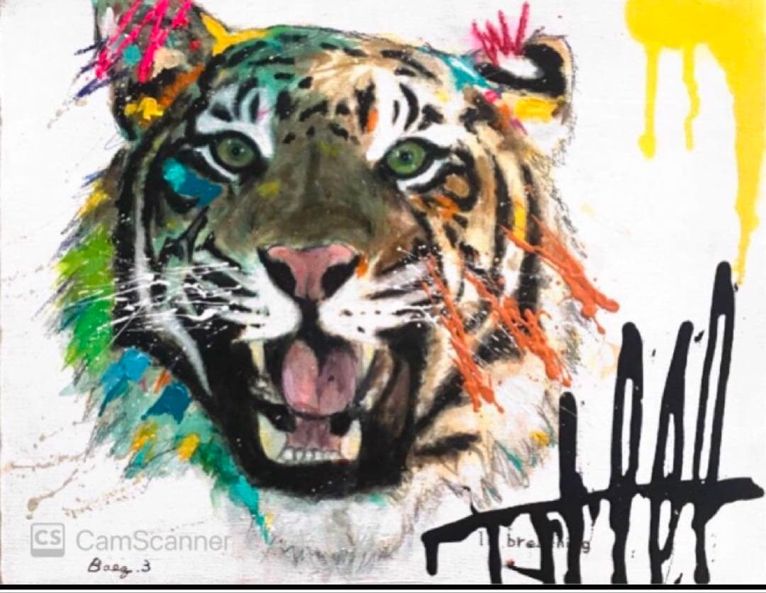 あるがままに】虎 トラ アクリル画 ポップアート キャンバスF6号 BAEZ3