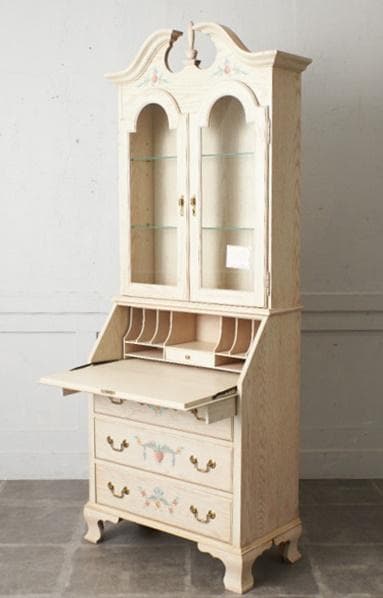 引取り限定 大型アンティーク調キャビネット式ライティングデスク jasper