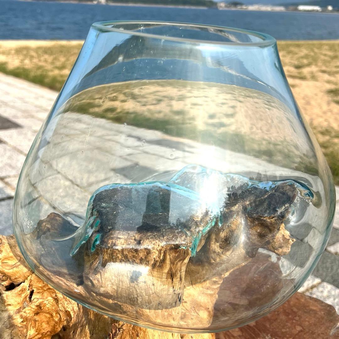 流木ガラスオブジェ特大G 花瓶 金魚鉢 テラリウム フラワーポット 水槽