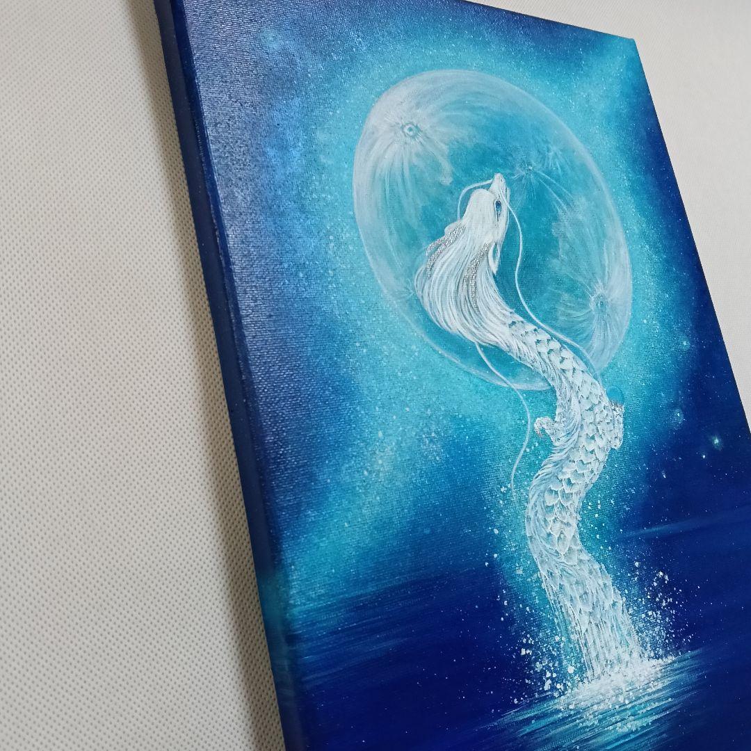 No.546 大きめF4 水から出る龍 昇り龍 アクリル画 原画 龍神絵画