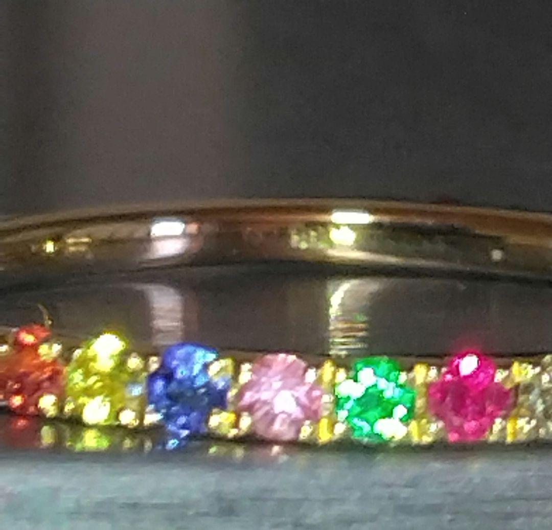 K18ゴールド ダイヤモンド&マルチカラー宝石 エタニティリング