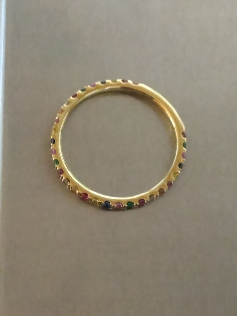 K18ゴールド ダイヤモンド&マルチカラー宝石 エタニティリング
