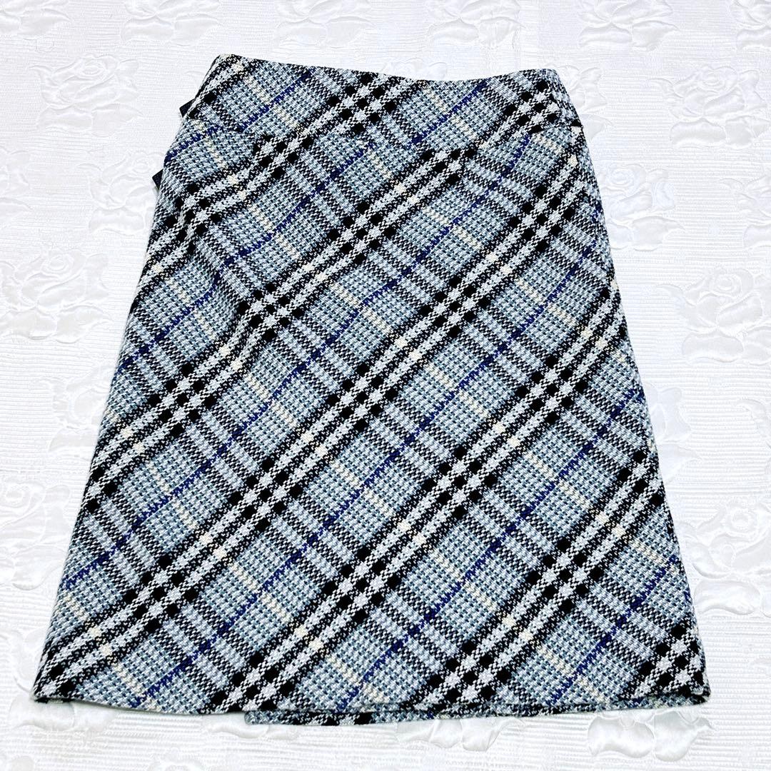 極美品❤︎バーバリーロンドン ツィード ラップスカート ベルト ノバチェック 36