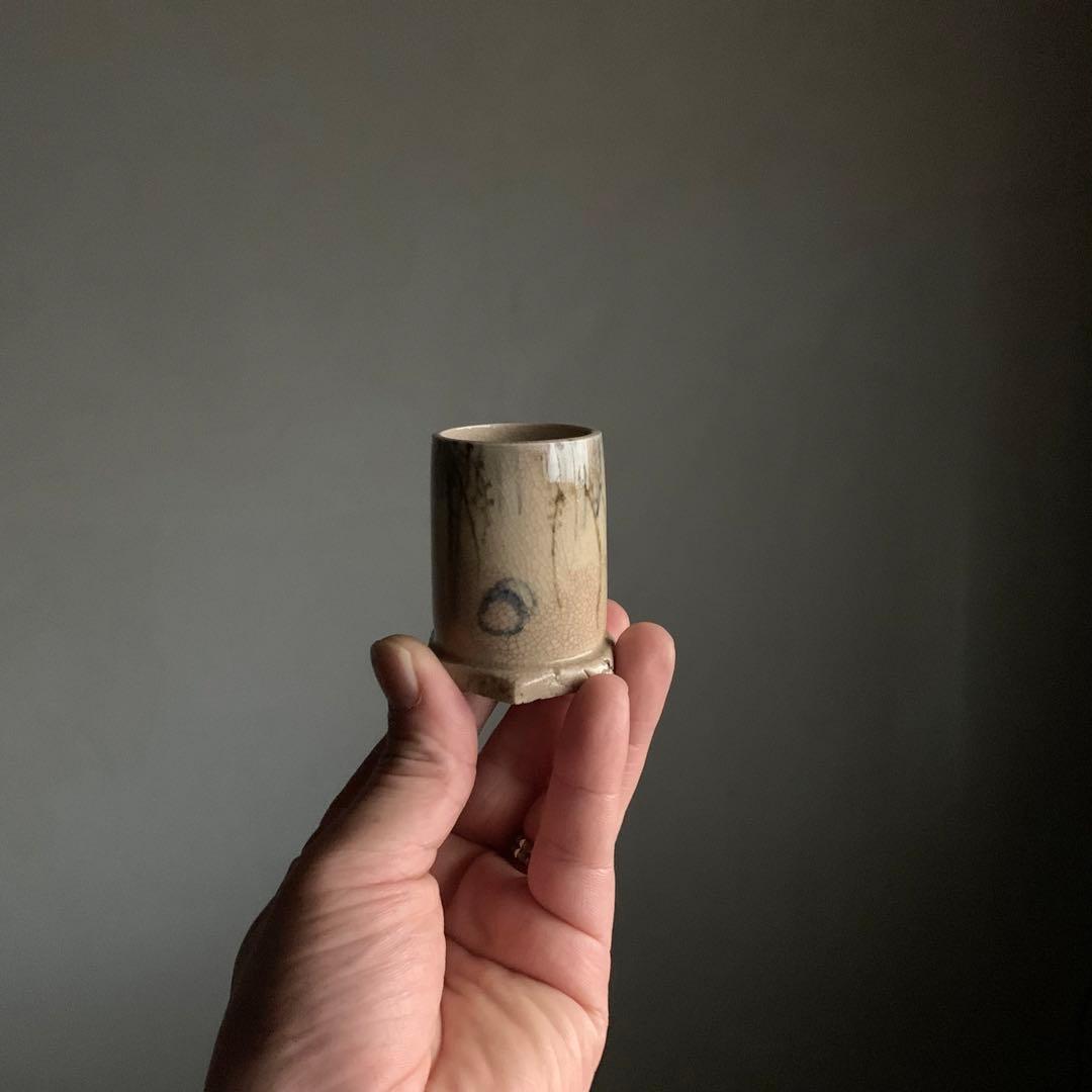 銹絵 染付 筒盃 巾筒 杓立 線香立 古道具 京焼 清水焼 古道具