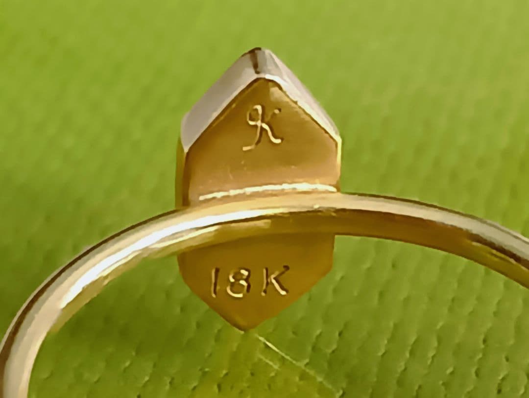 ガブリエラキス 18K グリーントルマリンリング 12号 カイトシェイプ