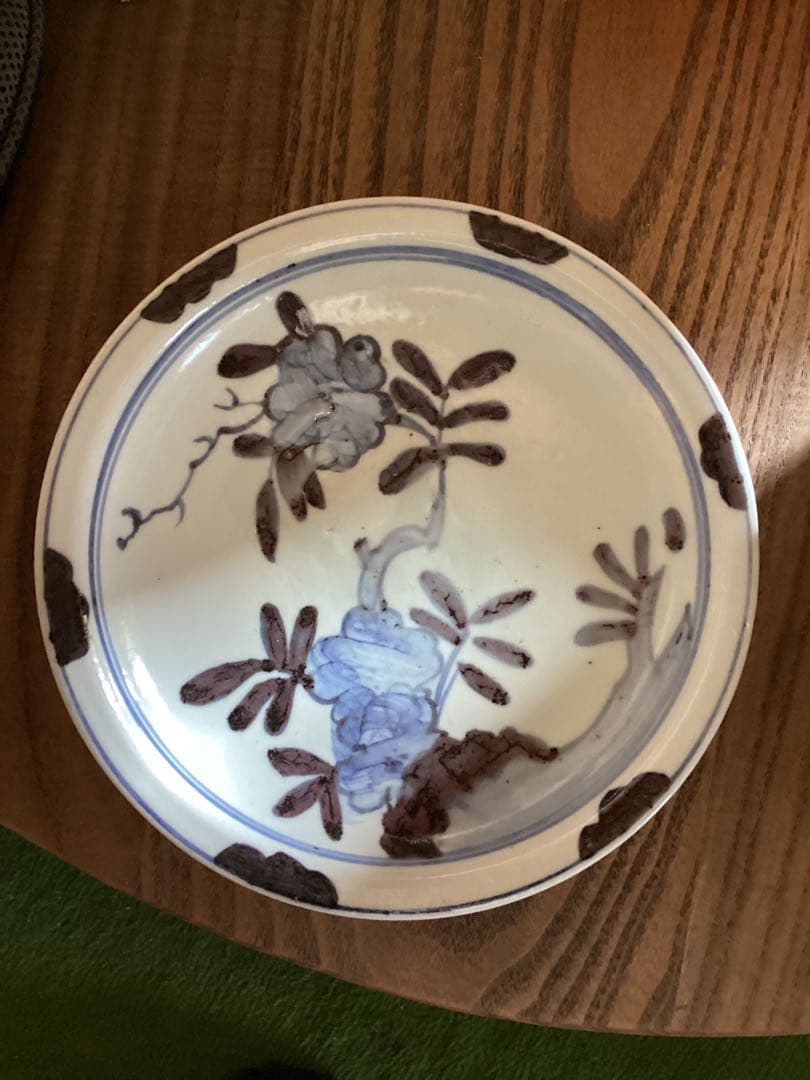 古美術骨董品　初期伊万里　染め付け花柄　幅21cm 江戸前期