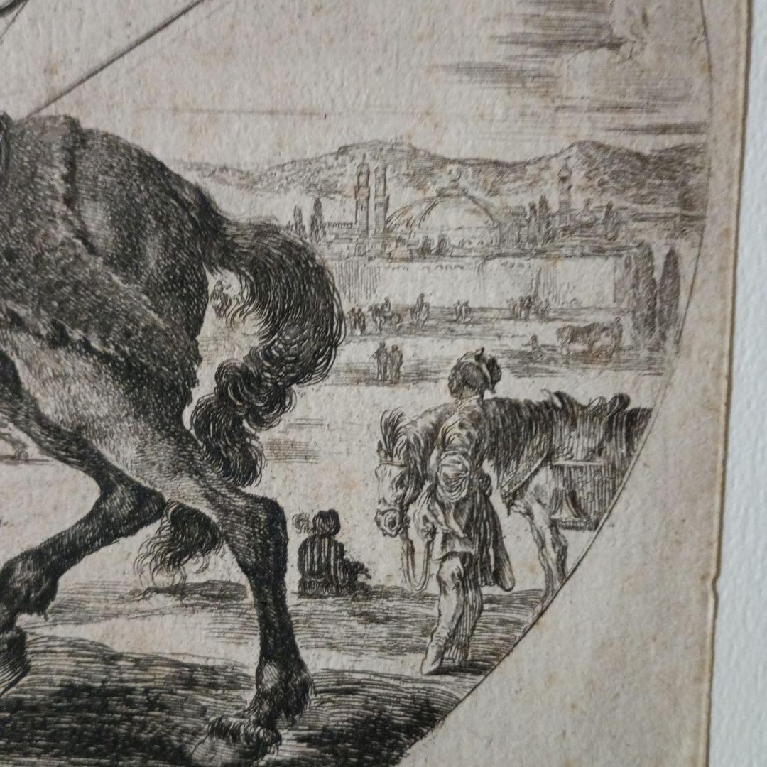 額装品 1640年頃 ステファノ・デラ・ベッラ 騎乗の戦士 稀少作品