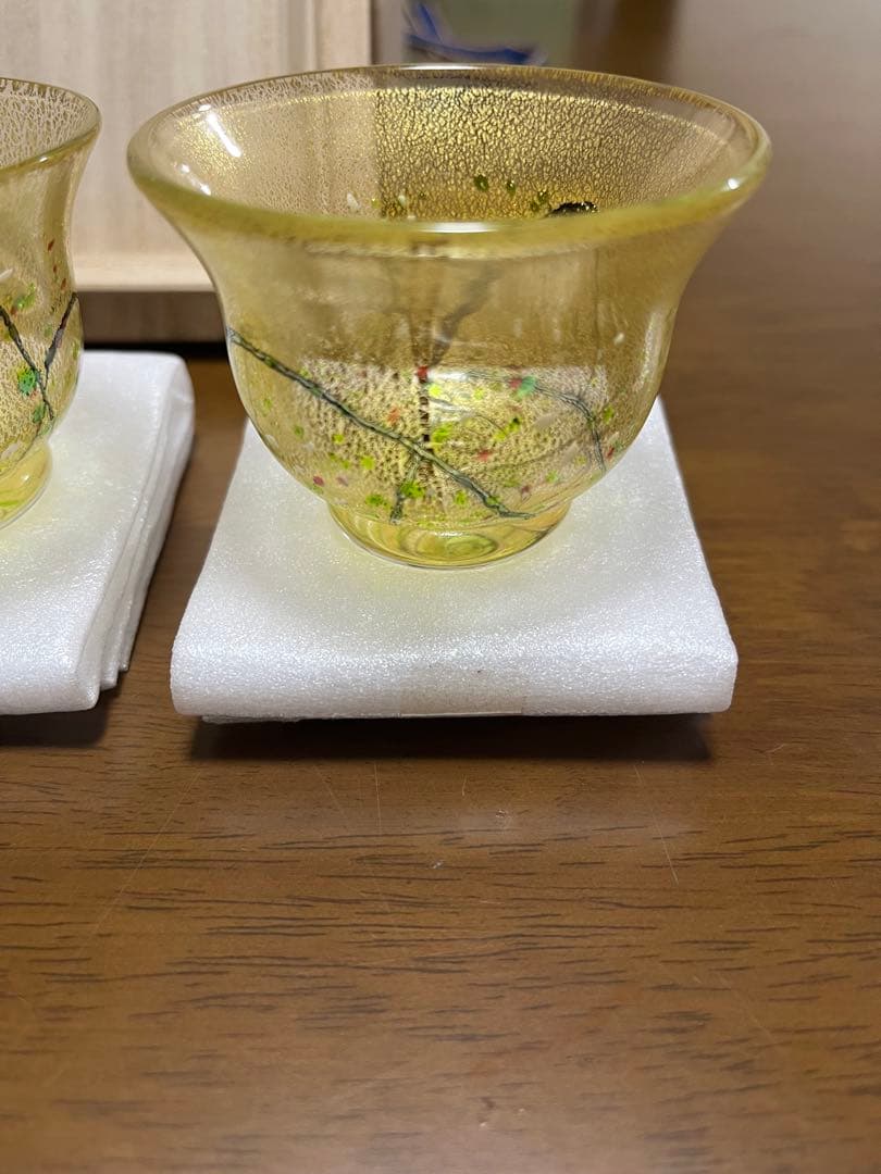 新品 未使用品 黒木国昭作 酒器 金彩 光琳 徳利 おちょこ 人間国宝ガラス