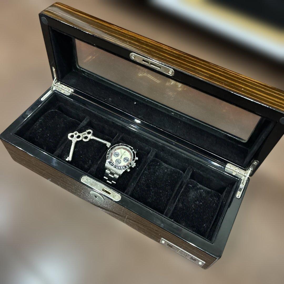 木製時計ケース ガラス蓋付き 王冠 おまけ付き ポールニューマン