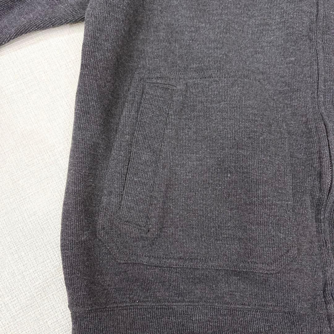 90s✨ランズエンド（XL）フルジップジャケット 本革トリム 裏地チェック灰色