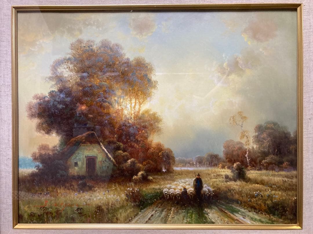 油彩 油絵 真筆 外国風景 [有名作家ワーグナー] サイン有 F6号