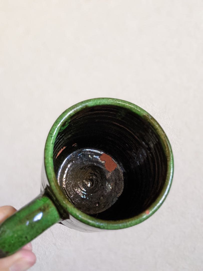 フランス　マグカップ　緑釉　リムーザン地方