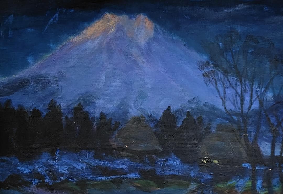 「黎明富士」忍野村 油絵 F4 絵画 油彩画 風景画 アート 富士山