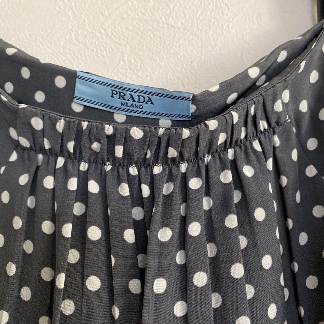 PRADA プラダ グレー水玉スカート　 サイズ42
