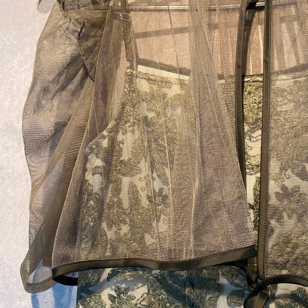 LEJA】フロントオープンバックプリーツウエストリボンボレロキャミ