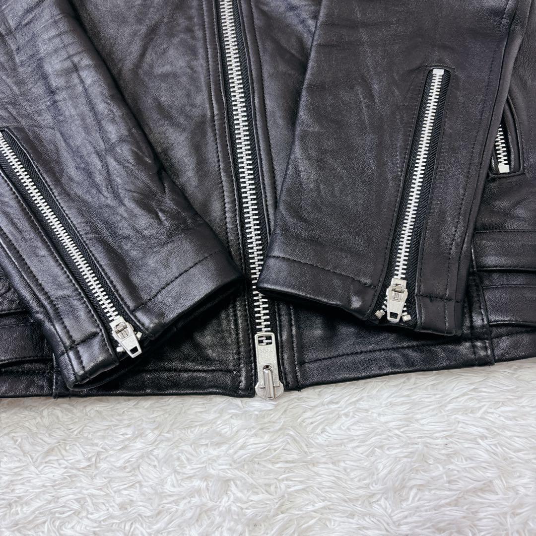 美品 ジャックローズ シングルライダースジャケット ラムレザー ベルト