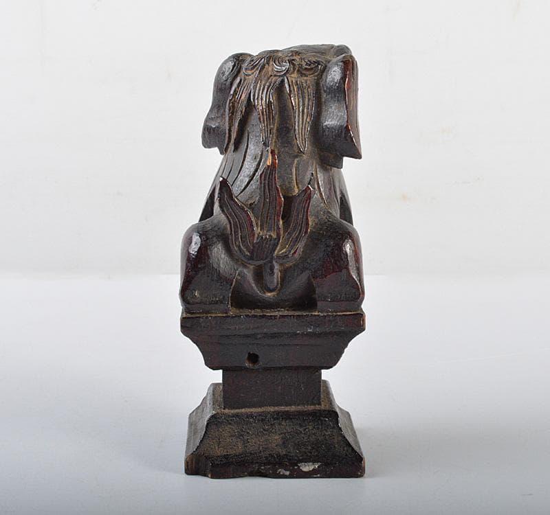 中国 唐木紫檀製 獅子鈕印材 置物 M R4624