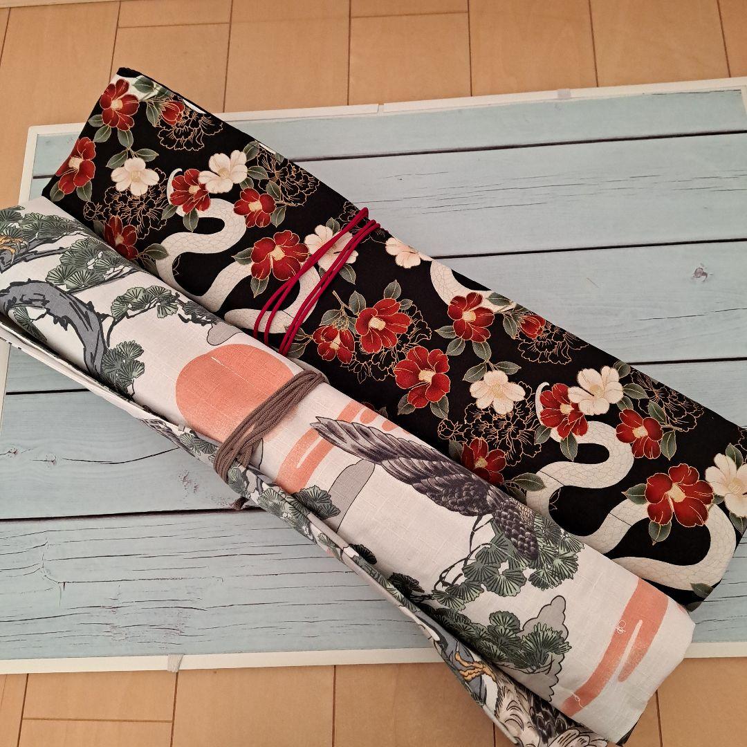 オーダー 横笛用 ロールケース 巻き袋 篠笛 龍笛 能管 横笛 鷹 白蛇