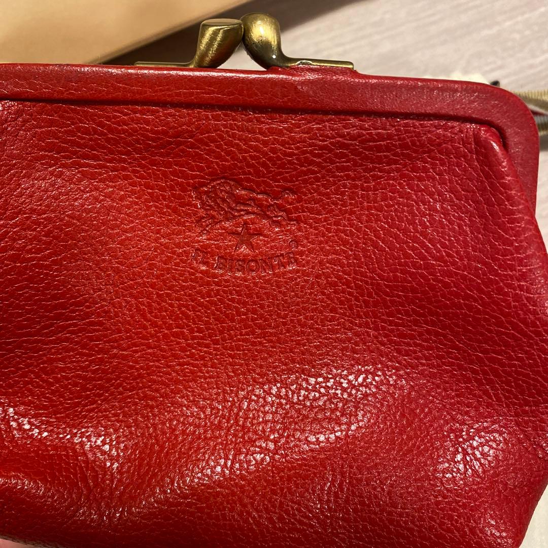 IL BISONTE レザー ケース レッド※オリジナル巾着、箱付き