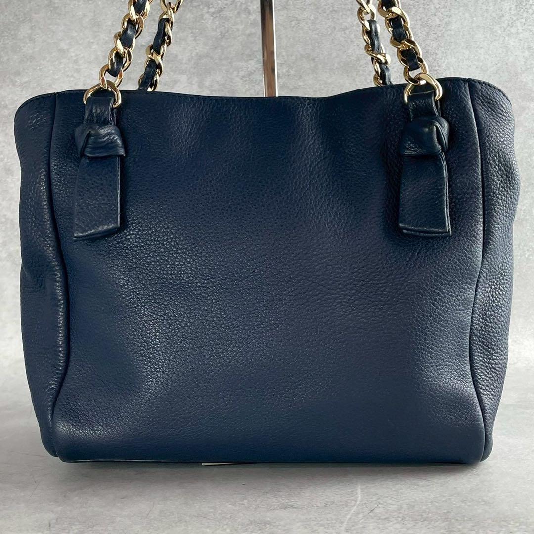 ✨美品✨トリーバーチ　ハンドバッグ　2way クロスボディ　チェーン　レザー　紺