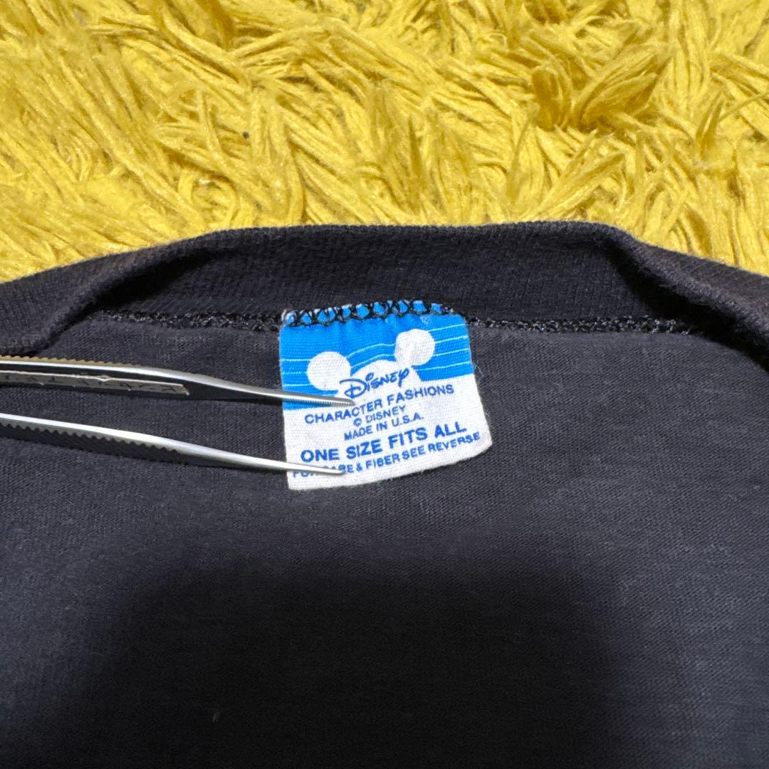 80sヴィンテージミッキーマウスフェイスTシャツ黒XLフェードdisney