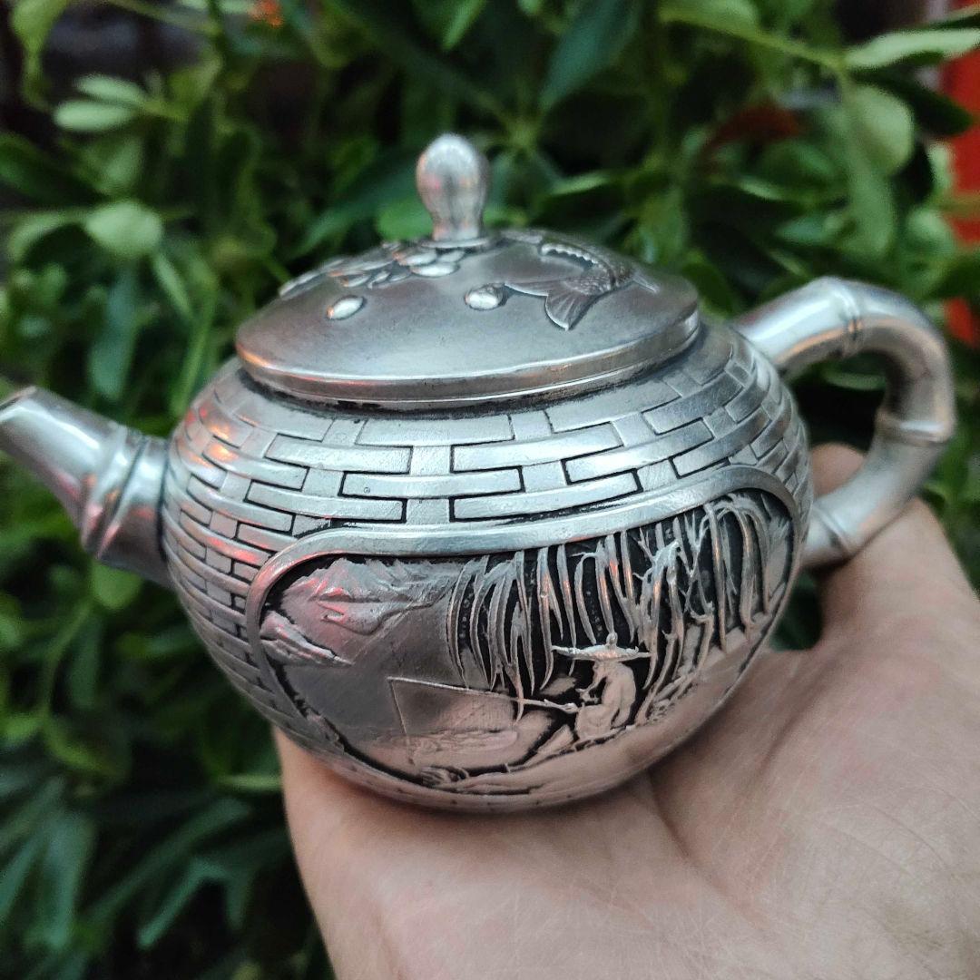 銅器 姜太公釣魚 徳利 急須 茶道具 工芸品 美術品 置物