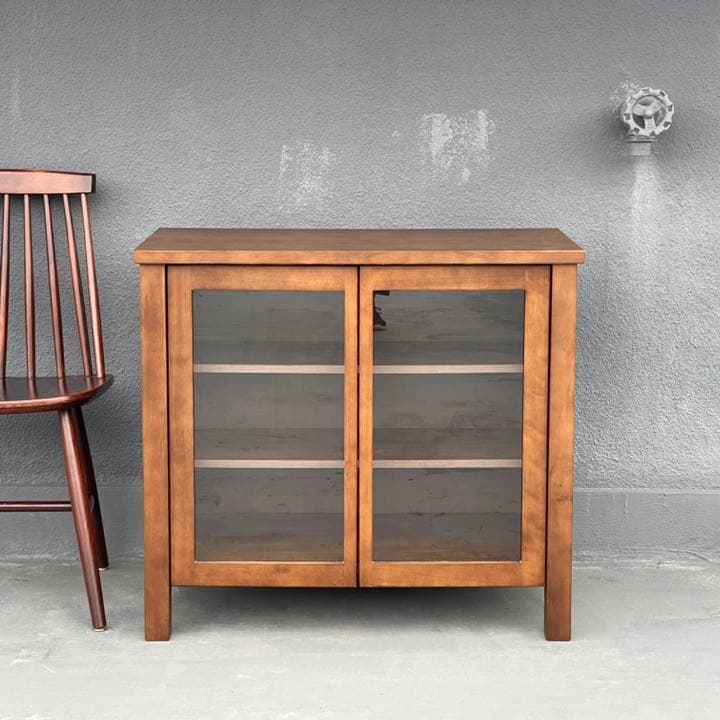 無印良品 オーク材キャビネット ガラス扉(引戸) 無印良品 キャビネット