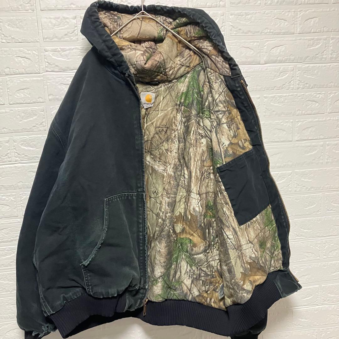 ●H14【US輸入】【ボロ】カーハート アクティブジャケット ブラック【2XL】