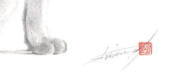 鉛筆アート「アビシニアン」オリジナル、真筆、1点物