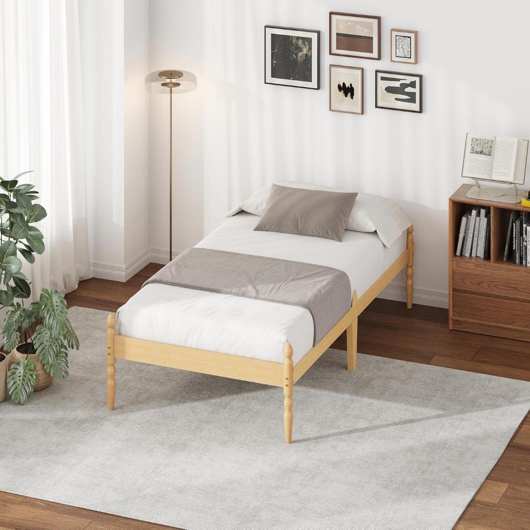 竹製ベッドフレーム　スチールすのこ シングル